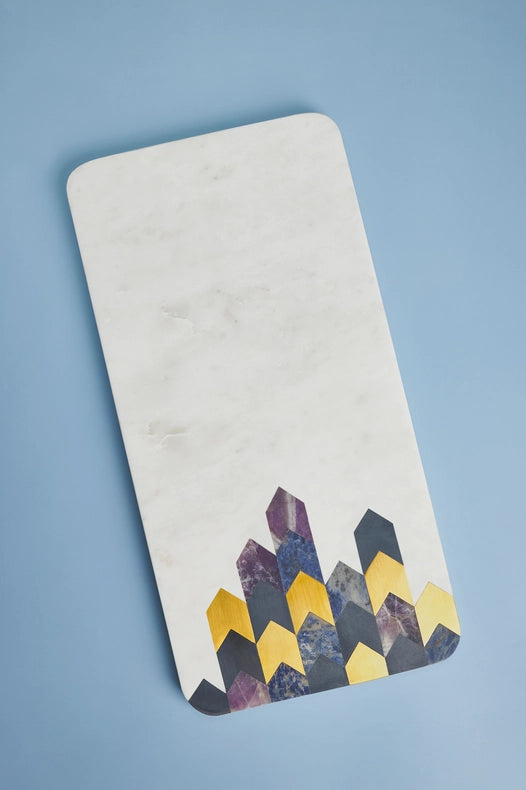 Tirana Marble Serving Board-Serving Board-GAURI KOHLI-18.0" x 9.0" inches-Urbanheer
