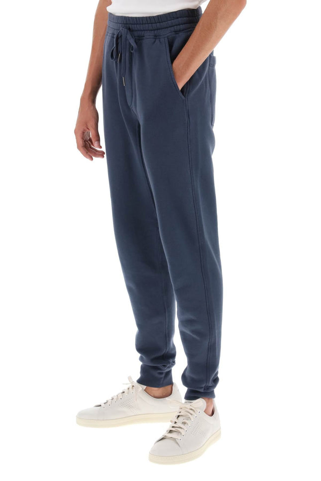 Tom ford joggers in fleece-back cotton-men > clothing > trousers > joggers-Tom Ford-50-Blue-Urbanheer