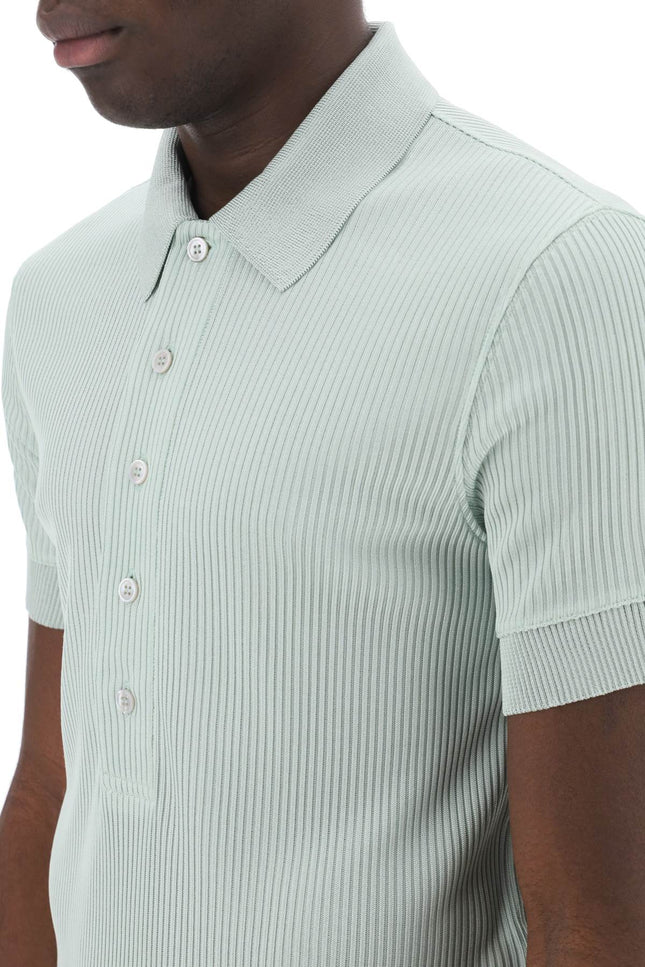 Tom ford "ribbed knit polo with shiny-men > clothing > t-shirts and sweatshirts > polos-Tom Ford-52-Green-Urbanheer