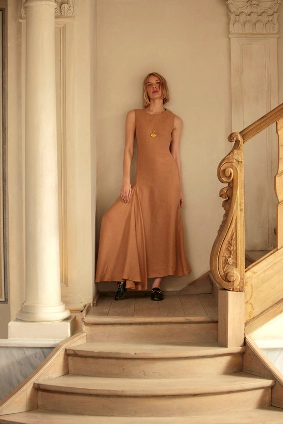 Tomorrow Linen Dress-Dress-Dor Raw Luxury-XS-Night Blue-Urbanheer