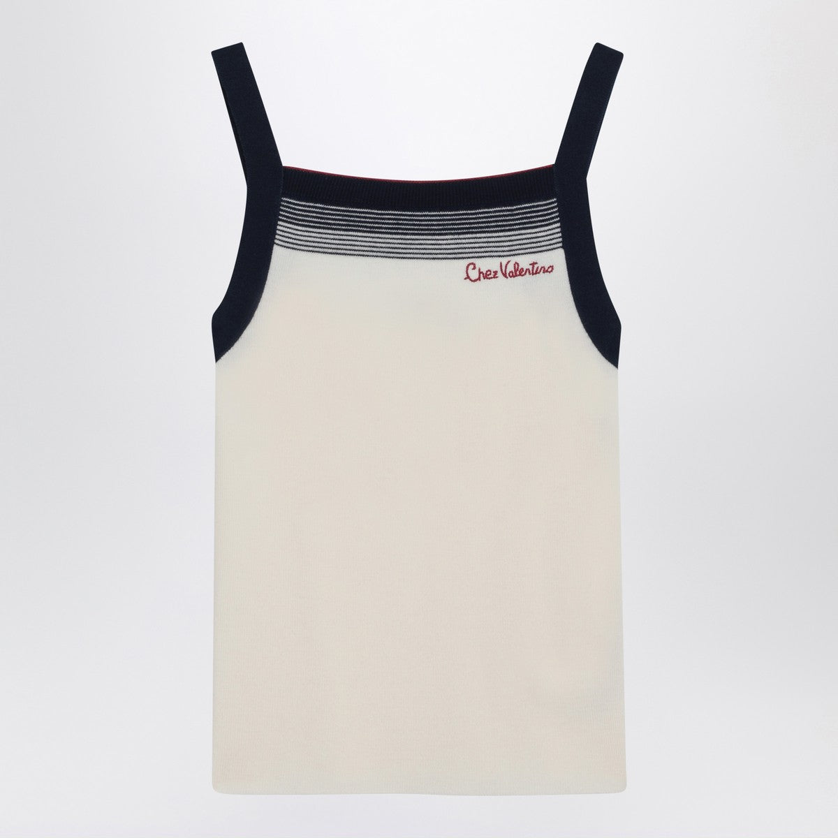 Top with Chez Valentino embroidery in wool