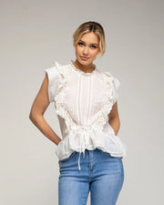 Top with Pleats and Fan-Top-Tantra-S-White-Urbanheer