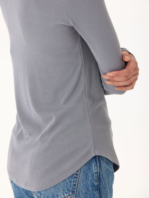 Torri Feather Rib Long Sleeve Crew Tee