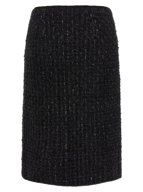 Tory Burch Black Metallic Tweed Skirt