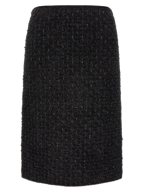 Tory Burch Black Metallic Tweed Skirt