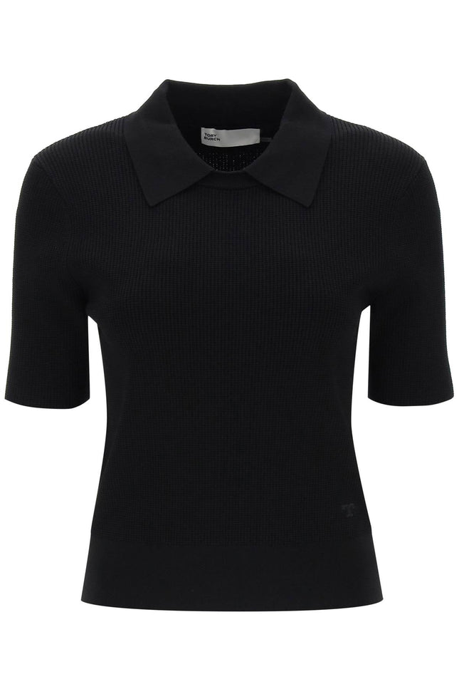 Tory burch knitted polo shirt-women > clothing > topwear-Tory Burch-m-Black-Urbanheer