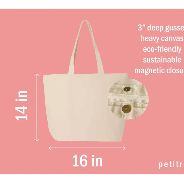 Tote Bag Canvas Coquette Bow Aesthetic Beach Bags-Bag-P E T I T R U E-16"W x 14"H x 3"D-Urbanheer