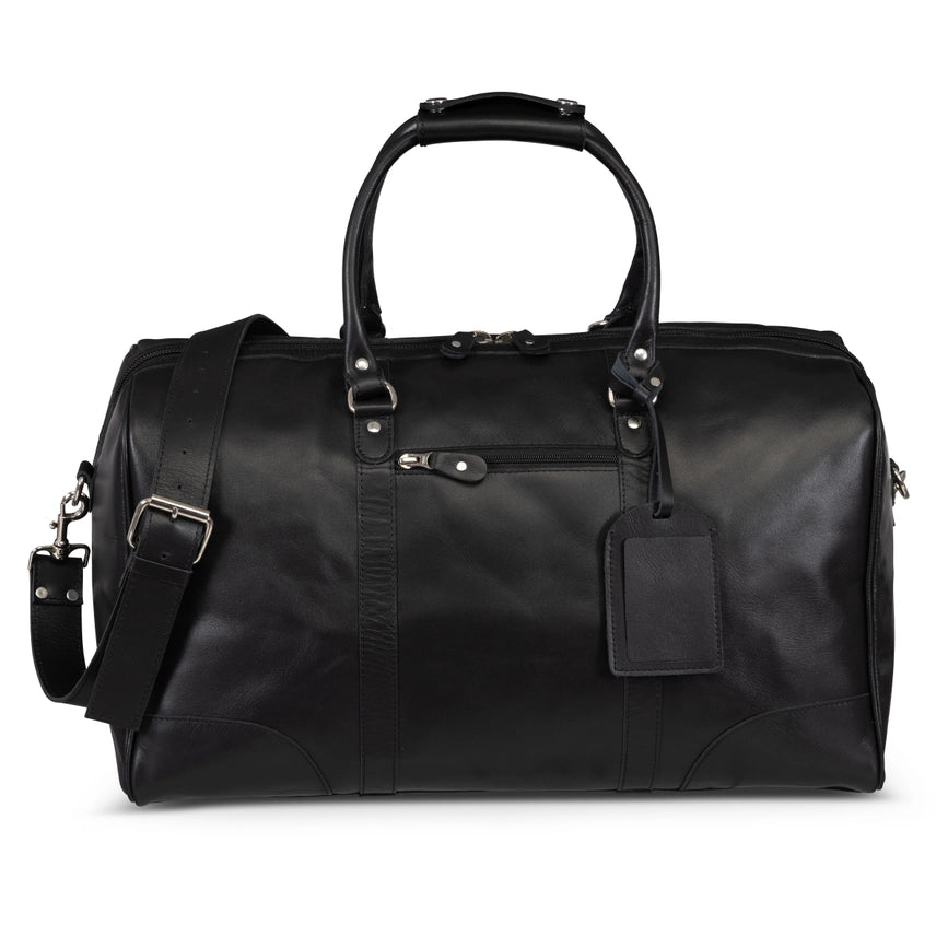 Tourist Leather Duffle 21" Black-Bags-Hides-21 x 12 x 12 in (53.3 x 30.5 x 30.5 cm)-Black-Urbanheer