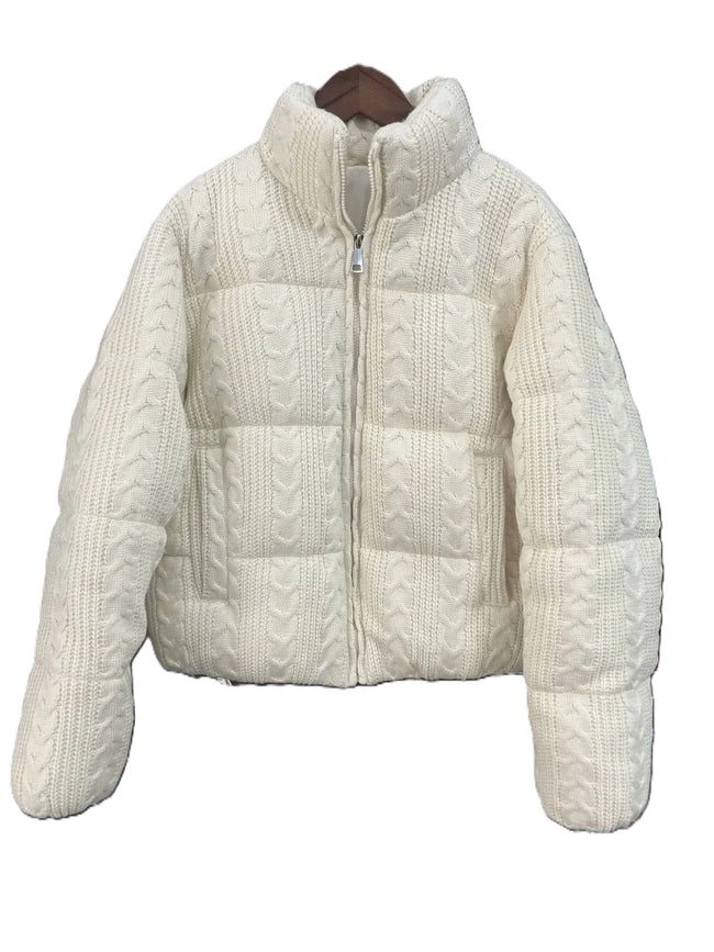 Trendy Stand-Collar Knitted Bread Padded Jacket-Jacket-Rosa Clothing-XS-White-Urbanheer