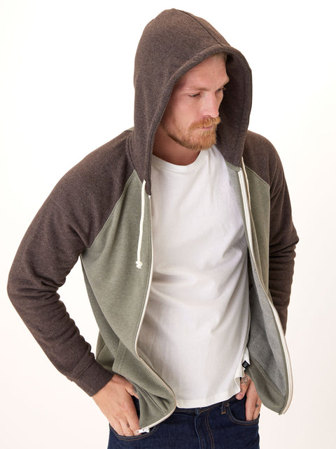 Triblend Raglan Colorblock Zip Fleece Hoodie