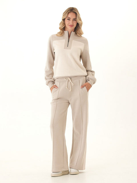 Tricia Triblend Fleece Colorblock Wide Leg Pant