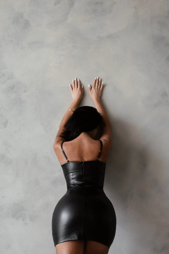 Trinity Faux Leather Dress Black-Dress-Marlina Boutique-XS-Urbanheer