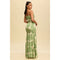 Tropical Leaves Katia Scrunch Maxi Dress GREEN-Dress-Luxxel-S-Urbanheer