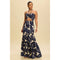 Tropical Leaves Katia Scrunch Maxi Dress NAVY-Dress-Luxxel-S-NAVY-Urbanheer