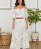 Tropical Print Tiered Linen Skirt