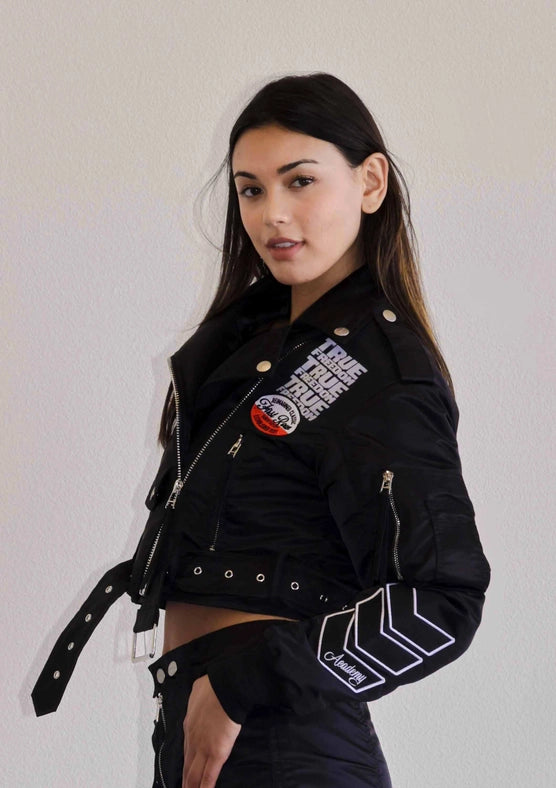 True Freedom Nylon MA-1 Rider Jacket Black-Jacket-Vibrant M.i.U-S-Urbanheer