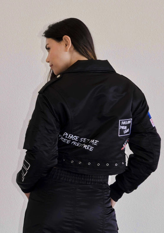 True Freedom Nylon MA-1 Rider Jacket Black-Jacket-Vibrant M.i.U-S-Urbanheer