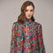 Tucked Yoke Detail Standing Collar Blouse-Blouse-FATE-S-TEAL GREEN MULTI-Urbanheer