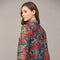 Tucked Yoke Detail Standing Collar Blouse-Blouse-FATE-S-TEAL GREEN MULTI-Urbanheer
