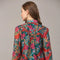 Tucked Yoke Detail Standing Collar Blouse-Blouse-FATE-S-TEAL GREEN MULTI-Urbanheer