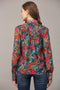 Tucked Yoke Detail Standing Collar Blouse-Blouse-FATE-S-TEAL GREEN MULTI-Urbanheer