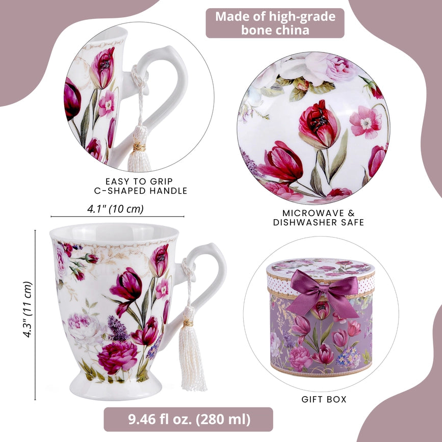 Tulip Tea/Coffee Tall Mug in Gift Box-Mug-STP-3.07 x 4.1" (7.8 x 10.5 cm)-Urbanheer