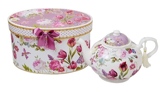 Tulips Bone China Teapot in Gift Box-Teapot-STP-8.66 х 5.8 х 5.6" (22 х 14.8 х 14.2 cm)-Urbanheer