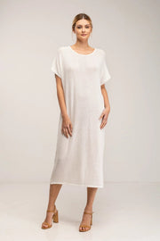 Tunic style oversized knitted dress-Dress-Tantra-S-White-Urbanheer