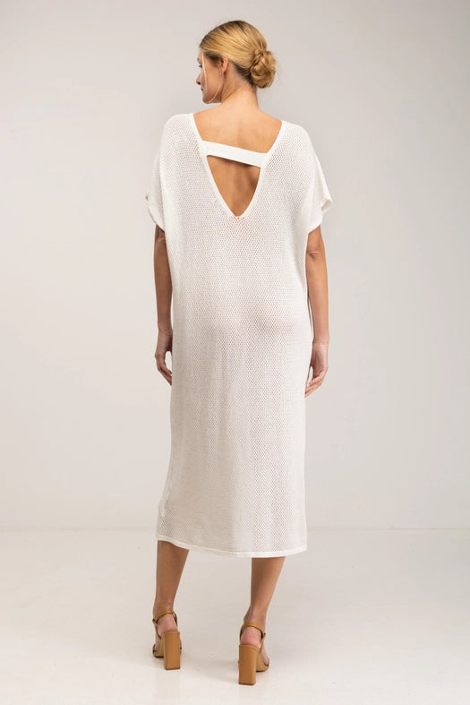 Tunic style oversized knitted dress-Dress-Tantra-S-White-Urbanheer