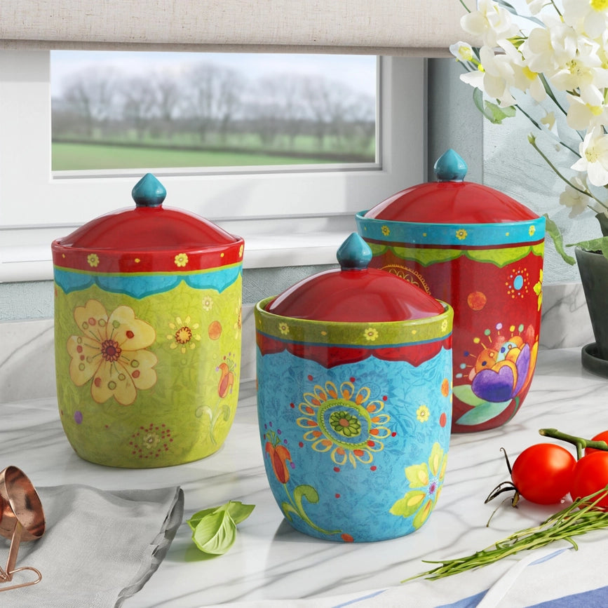 Tunisian Sunset Canister Set 3 Pc. 56 72 102 oz.-Canisters-Certified International-56 oz. 72 oz. 102 oz.-Urbanheer