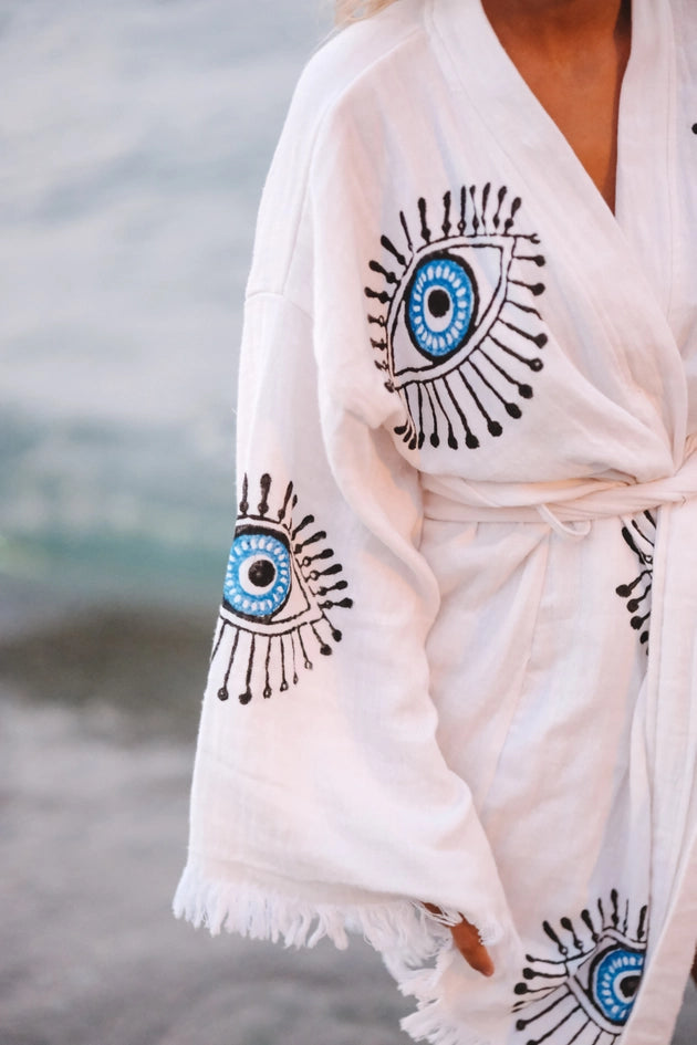 Turkish Evil Eye Short Kaftan Kimono-Kimono-Moa-Short Kimono-Urbanheer