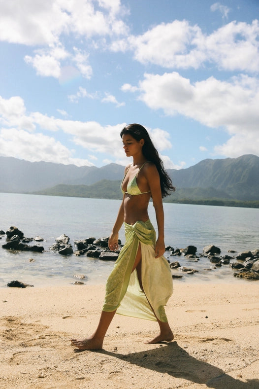 Turks Sarong - Ideal With Griffins Top-Cover Up-Cousin The Label (Krewe du Q)-57" x 41"-Sage Floral-Urbanheer