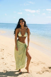 Turks Sarong - Ideal With Griffins Top-Cover Up-Cousin The Label (Krewe du Q)-57" x 41"-Sage Floral-Urbanheer