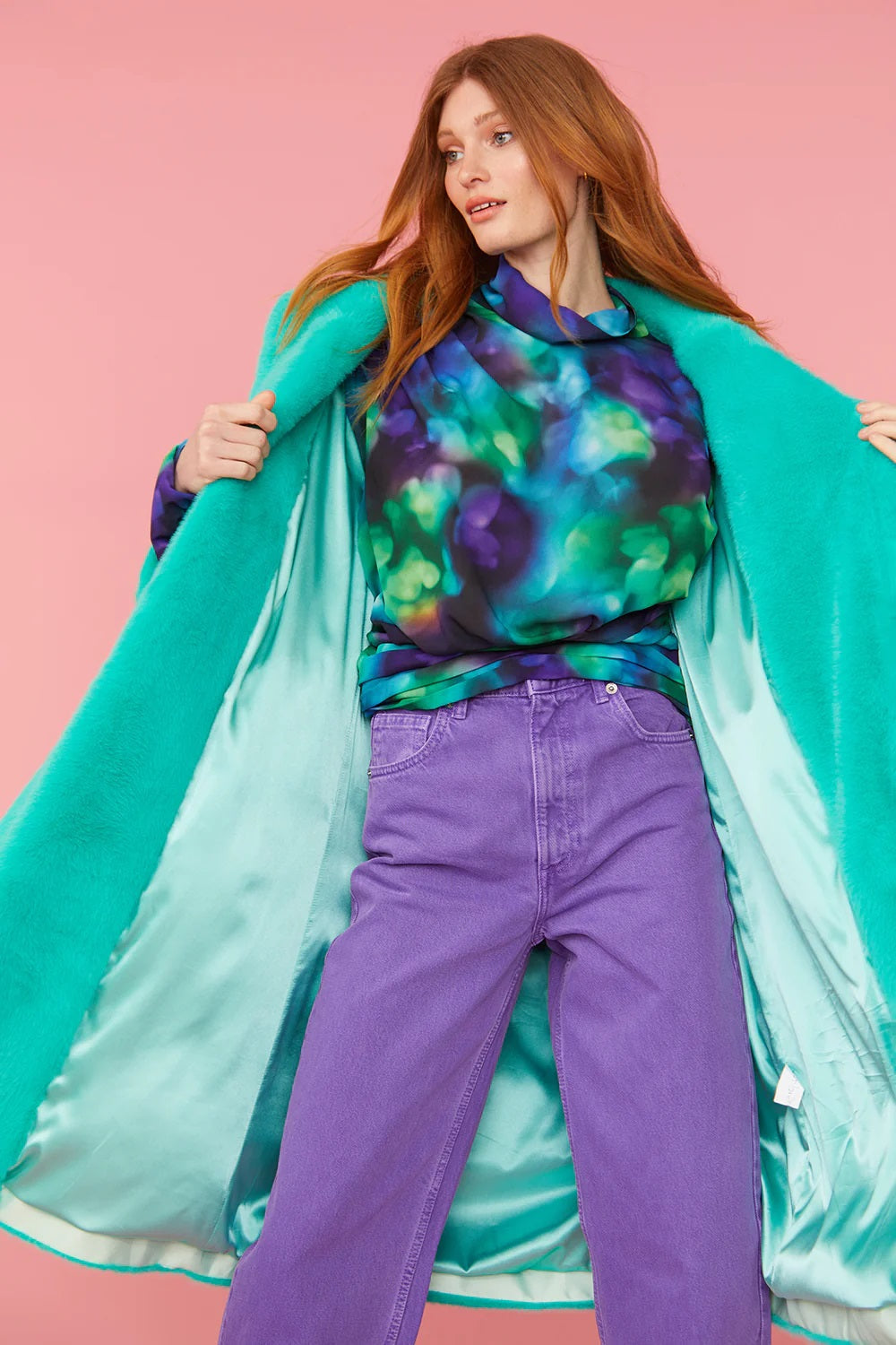 Turquoise Duchess Faux Fur Maxi Coat-Faux Fur Coats-Buy Me Fur Ltd-S-M-Turquoise-Faux Fur-Urbanheer