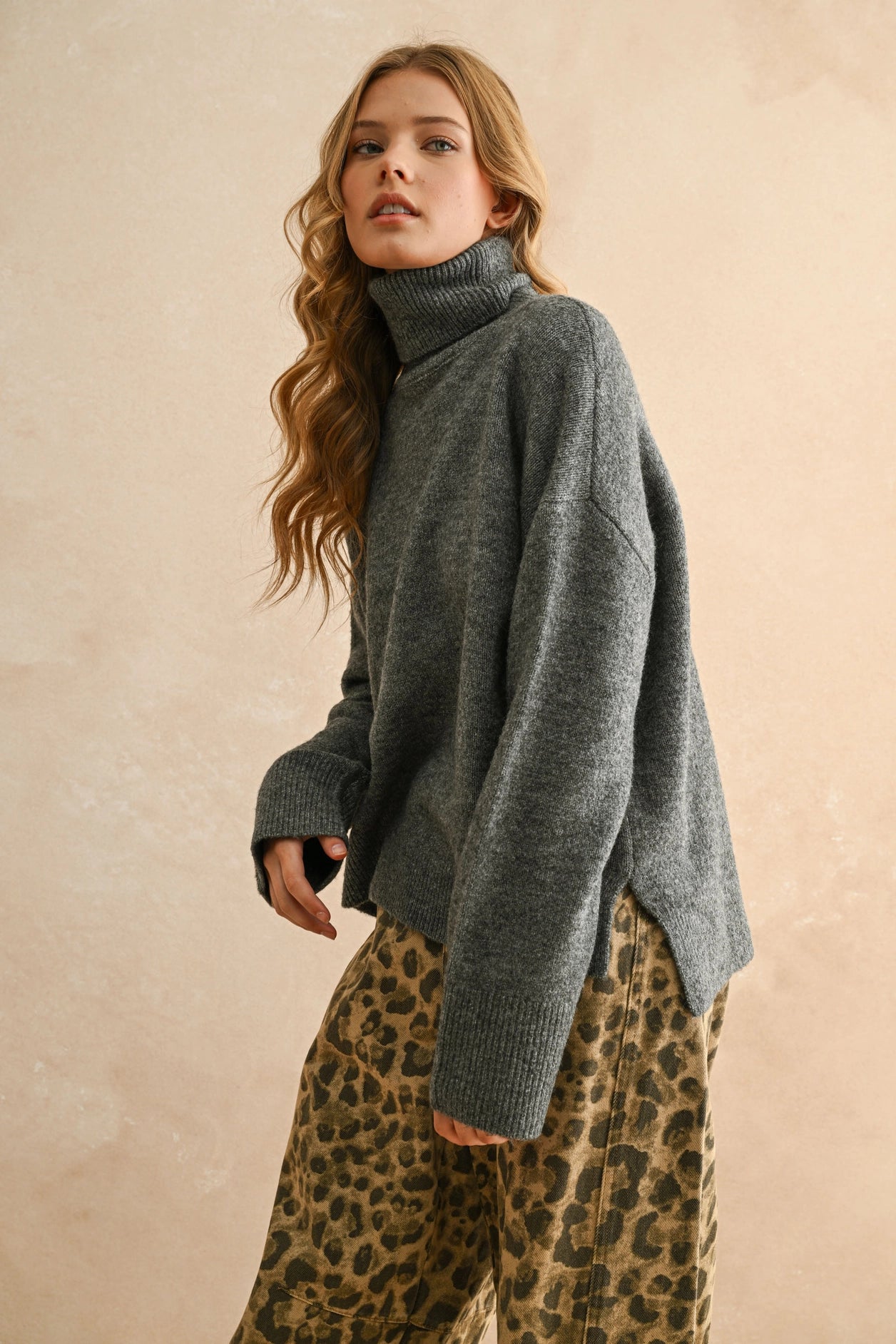 Turtle Neck Long Sleeve Sweater Top