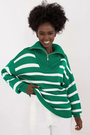 Turtleneck Badu Striped Sweater Green-Sweaters-Blak Wardrob-one-size-fits-all-Green-Urbanheer