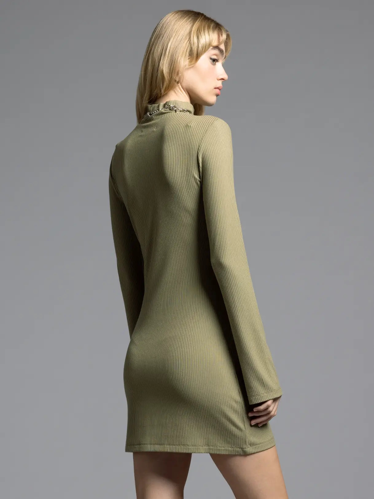 Turtleneck Ribbed Dress