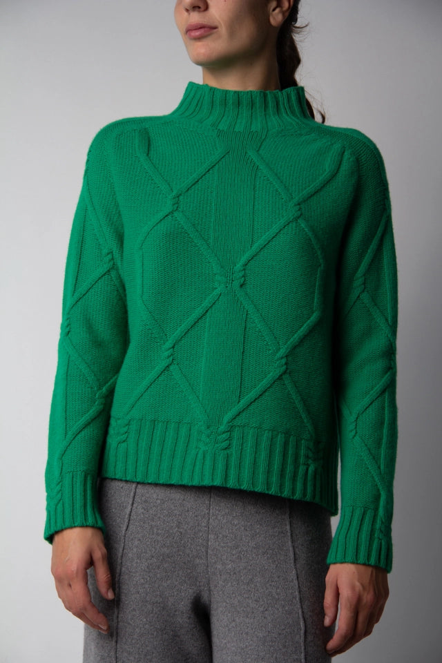 Turtleneck Sweater with Braids in Cashmere Blend Parrocchetto-Sweater-LÈMME-L-Urbanheer