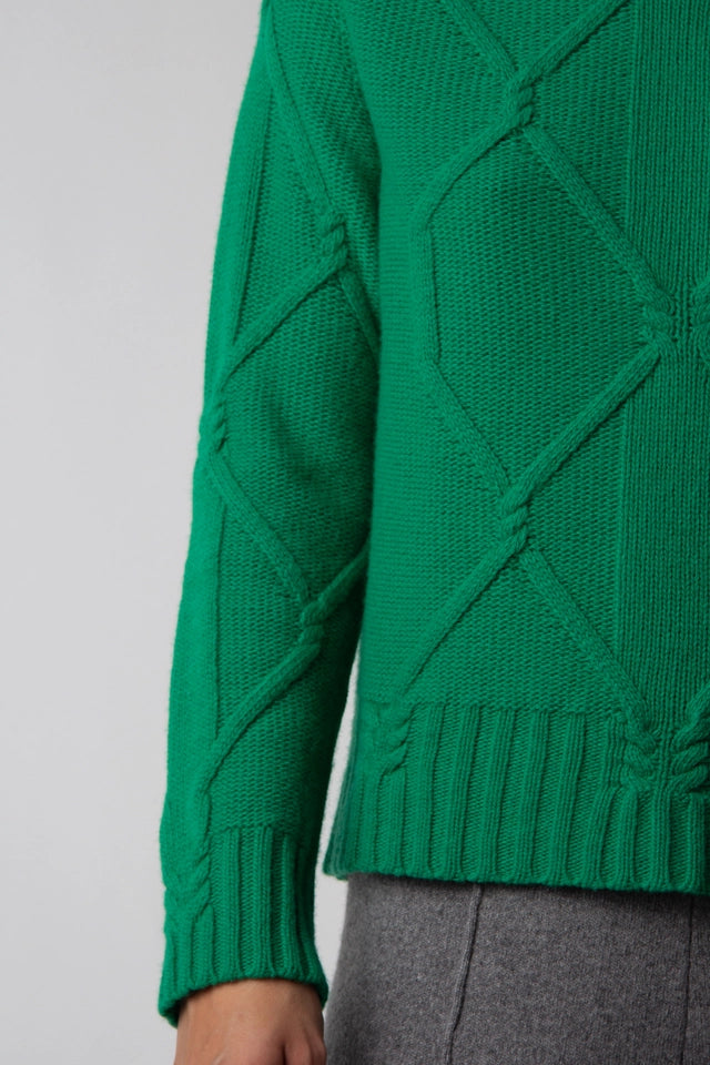 Turtleneck Sweater with Braids in Cashmere Blend Parrocchetto-Sweater-LÈMME-L-Urbanheer