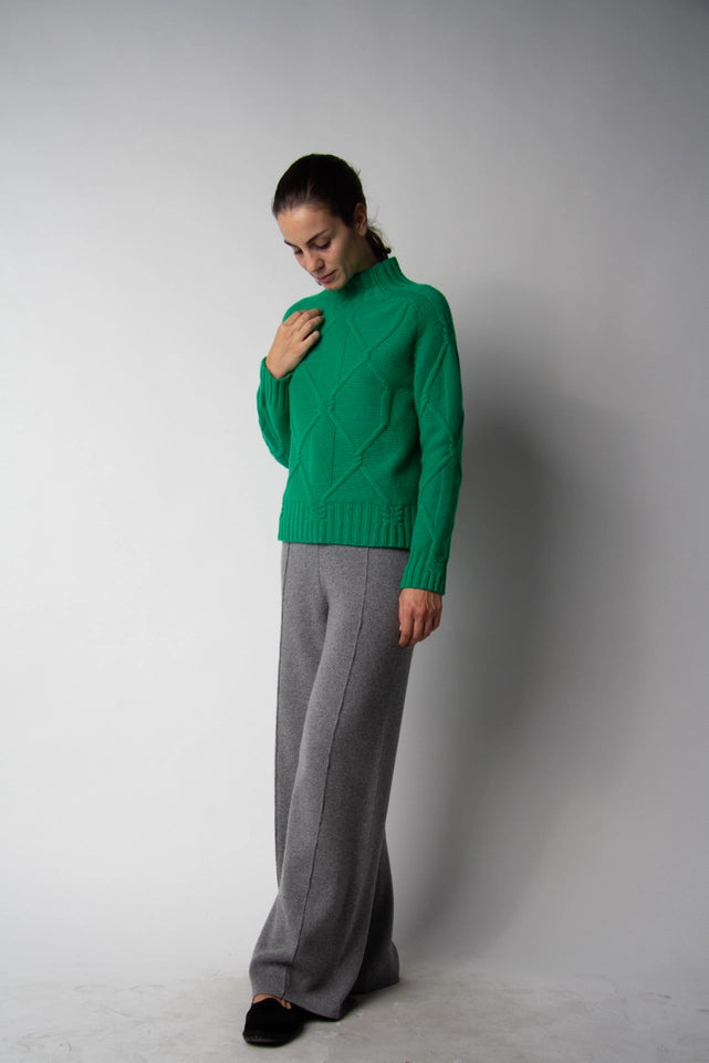 Turtleneck Sweater with Braids in Cashmere Blend Parrocchetto-Sweater-LÈMME-L-Urbanheer