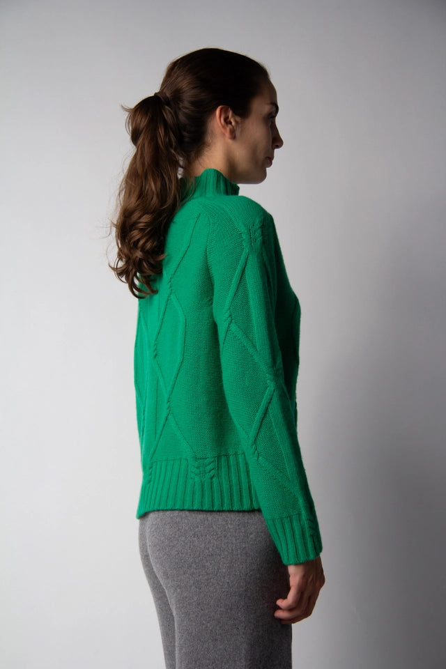 Turtleneck Sweater with Braids in Cashmere Blend Parrocchetto-Sweater-LÈMME-L-Urbanheer