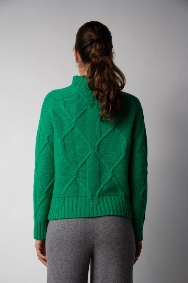 Turtleneck Sweater with Braids in Cashmere Blend Parrocchetto-Sweater-LÈMME-L-Urbanheer