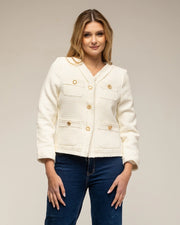 Tweed-Style Jacket with 4 Front Pockets ECRU-Jacket-Tantra-S-ECRU-Urbanheer