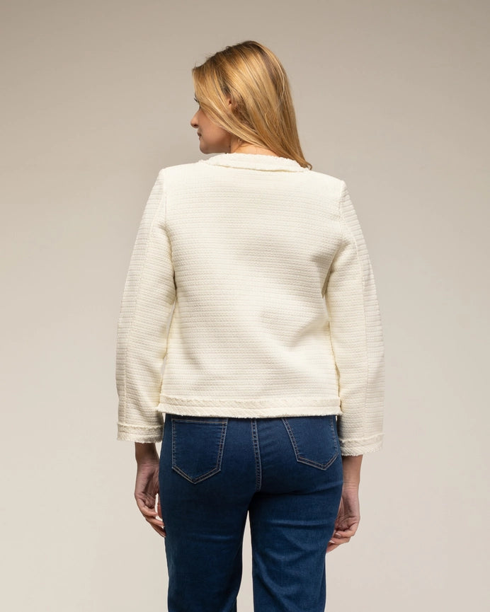 Tweed-Style Jacket with 4 Front Pockets ECRU-Jacket-Tantra-S-ECRU-Urbanheer