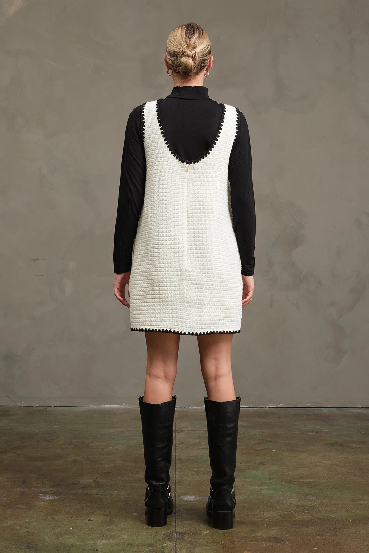 Tweed Trimmed Shift Mini Dress