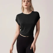 Twist Back Cut Out Short Sleeve Active Shirt