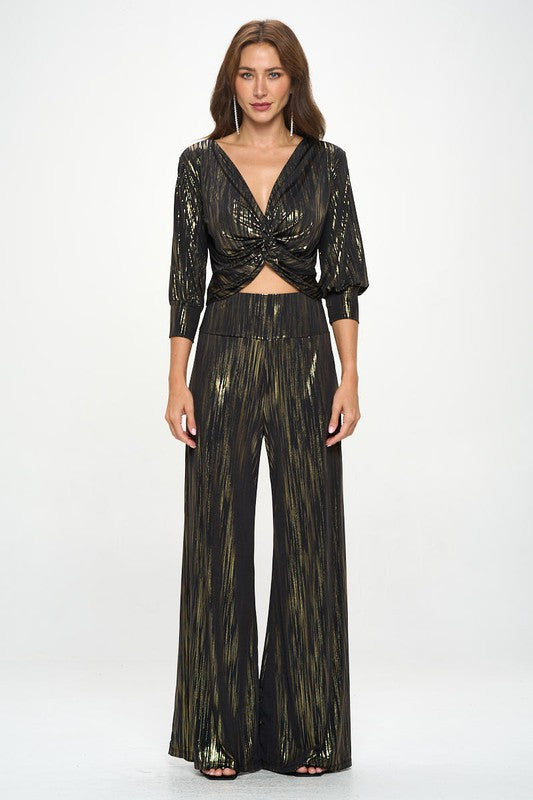 Twist Front Top with Gold Foil Detail-New Arrival-Reneecollection-Small-BLACK-Urbanheer