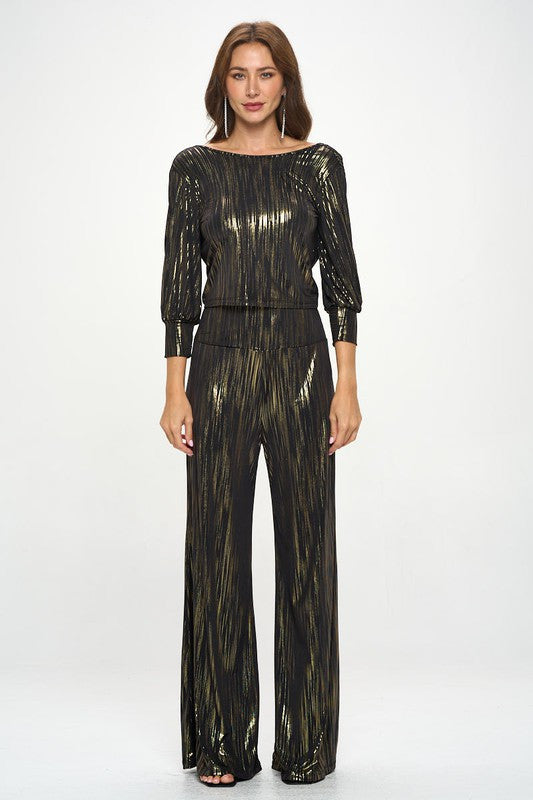 Twist Front Top with Gold Foil Detail-New Arrival-Reneecollection-Small-BLACK-Urbanheer