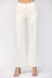 Two Front Plcket Ponte Flare Pants-Pants-FATE-S-CREAM-Urbanheer