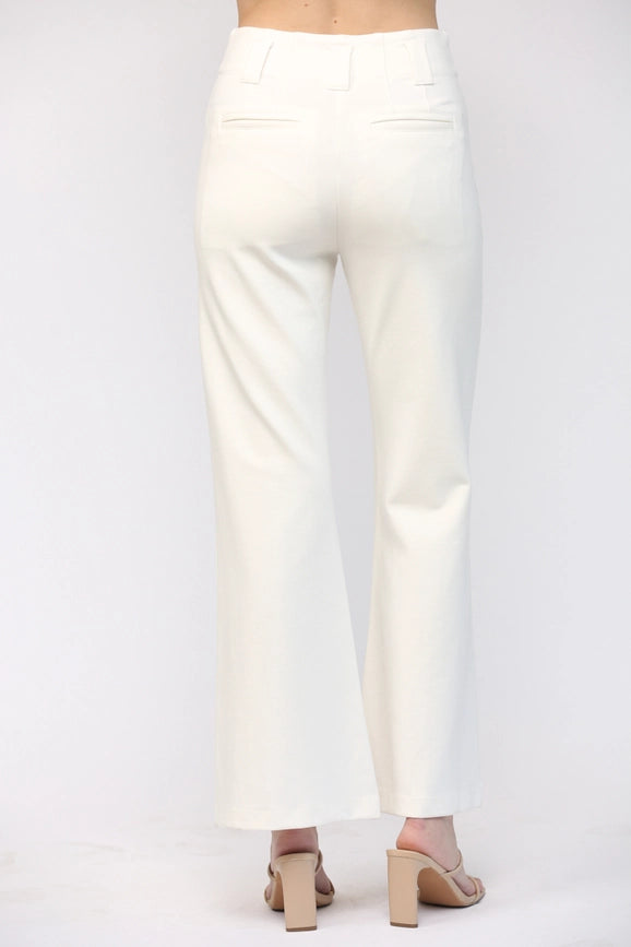 Two Front Plcket Ponte Flare Pants-Pants-FATE-S-CREAM-Urbanheer